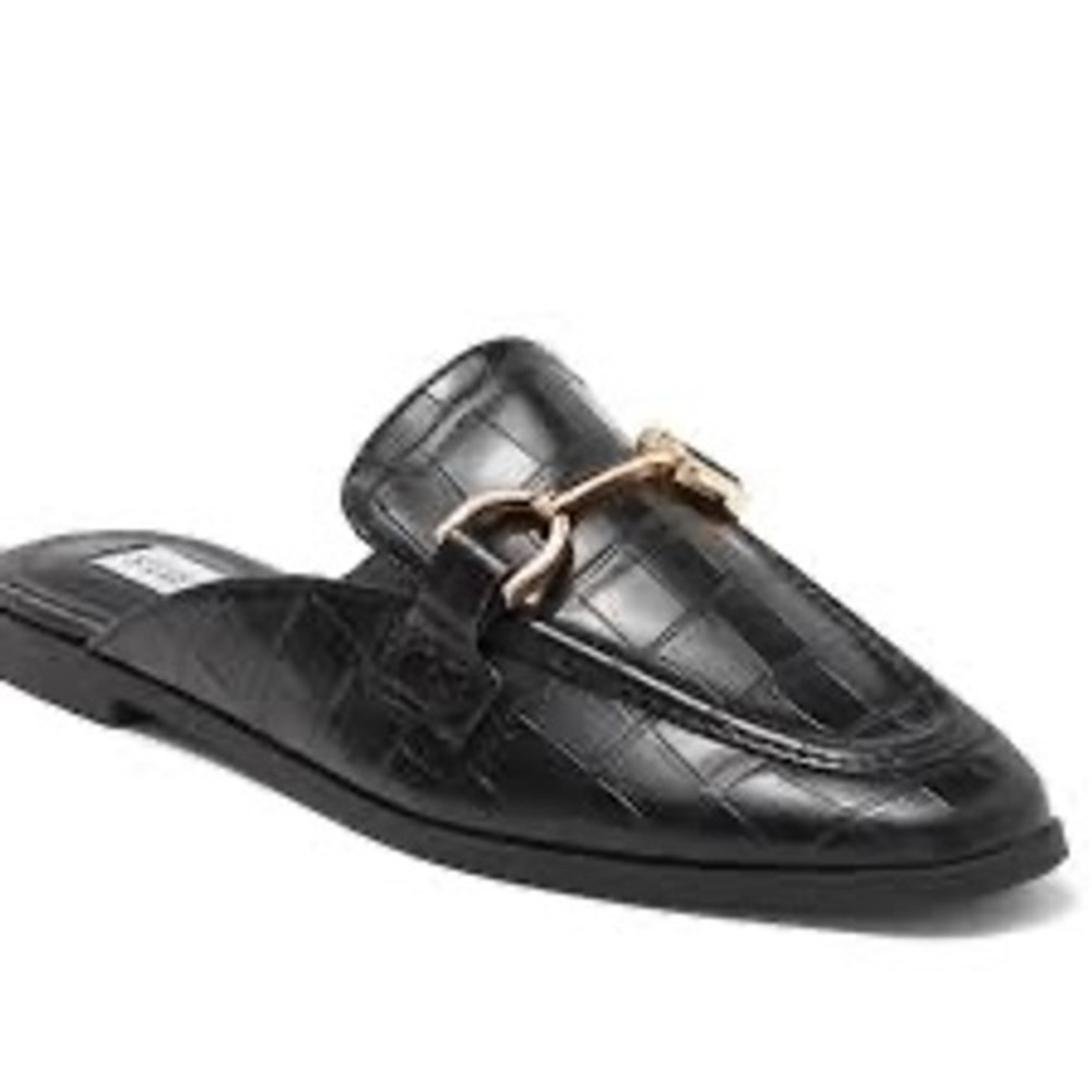 Steve Madden dazling black croc embossed mules men's size 8 dressy trendy